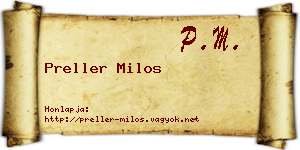 Preller Milos névjegykártya